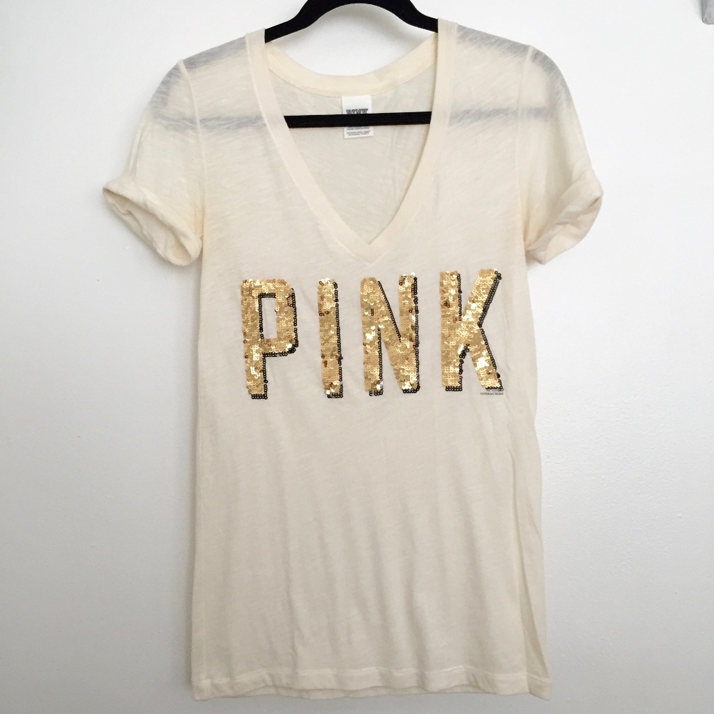 PINK Victoria Secret CREAM T-SHIRT